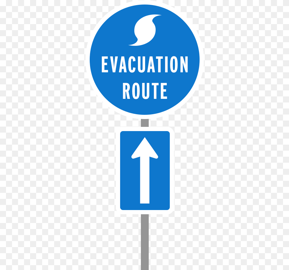 Sign With Hurricane Icon And Text Reading Evacuation Sign, Symbol, Road Sign Free Png Download