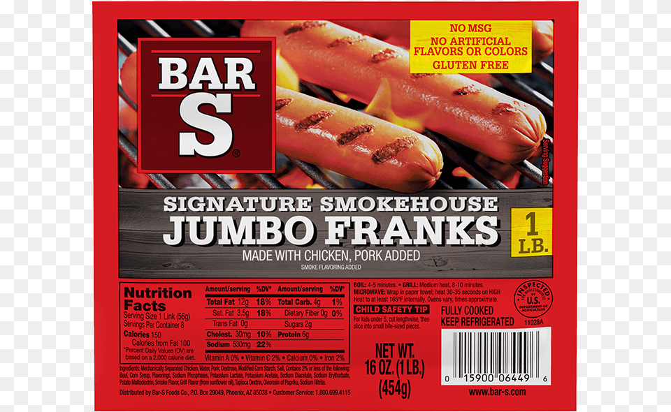 Signature Smokehouse Franks Bar S Red Franks, Advertisement, Poster, Food, Hot Dog Png