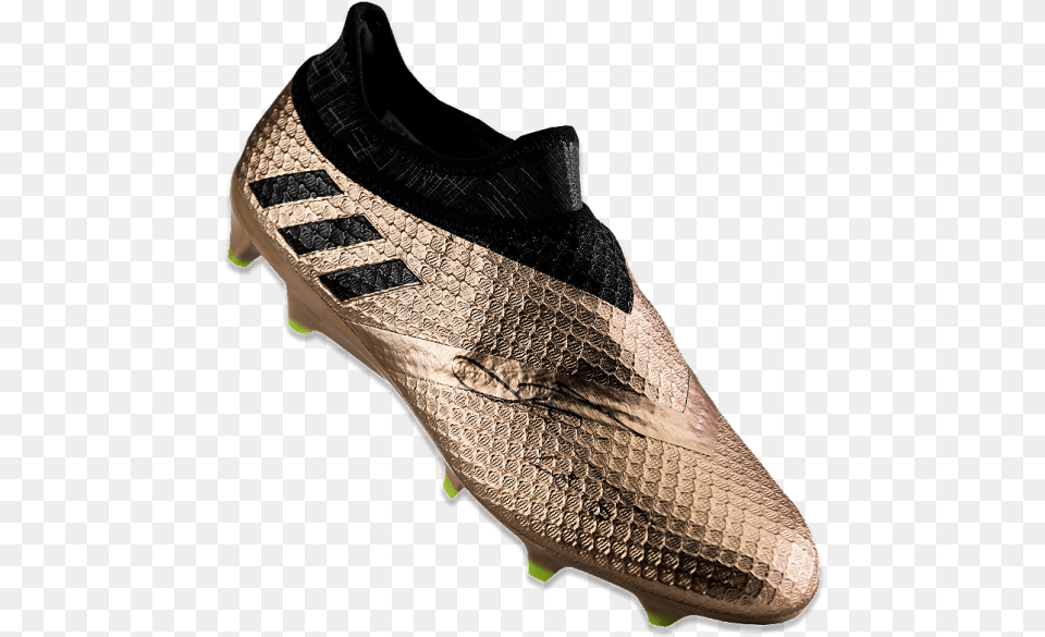 Signed Gold Adidas Pureagility Boot Soccer Cleat, Clothing, Footwear, Shoe, Sneaker Png