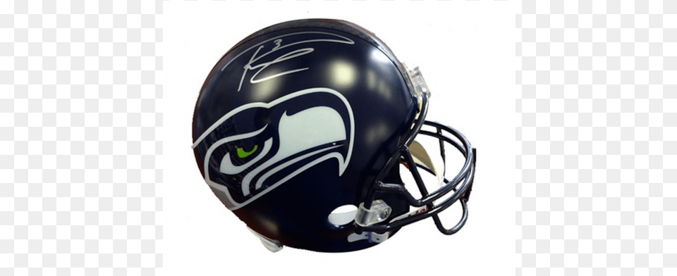 Signed Russell Wilson Helmet Full Size In Silver, American Football, Sport, Football Helmet, Football Free Png