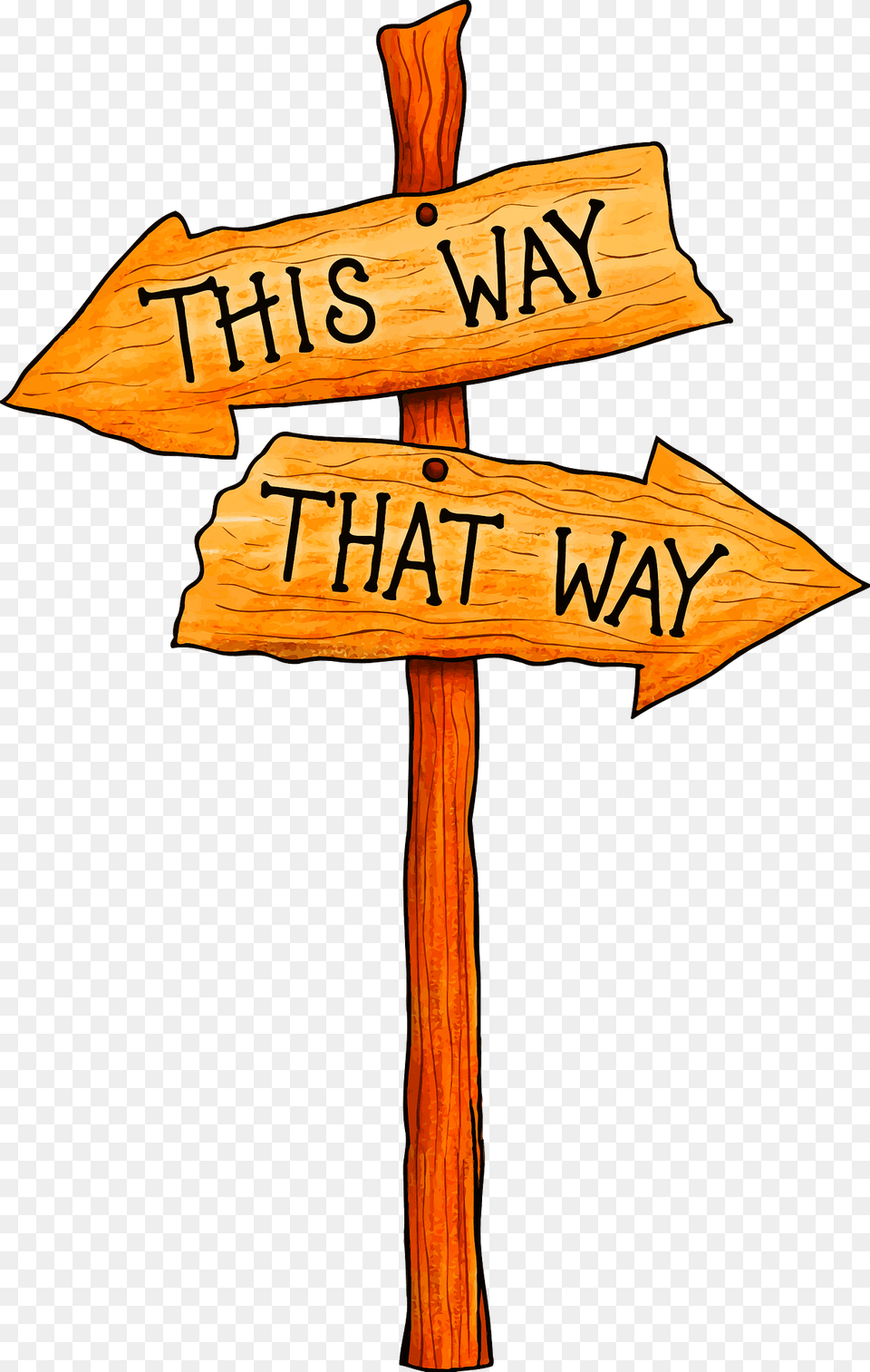 Signpost This Way That Way Clipart, Wood, Cross, Sign, Symbol Free Png Download