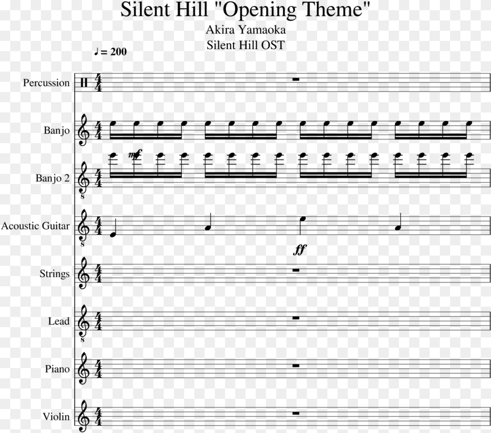 Silent Hill Slide Image Renai Circulation Clarinet Sheet Music, Gray Free Png