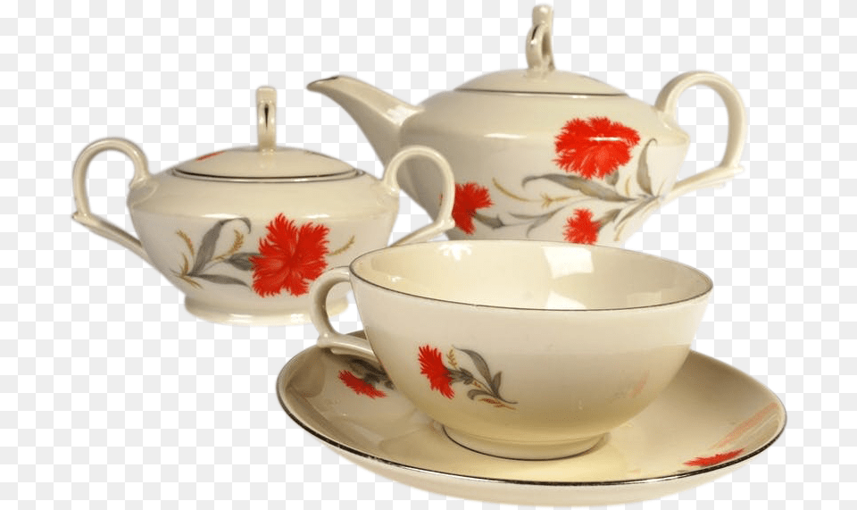 Silesian Tea Set 1939 C Stary Zdrj, Art, Cookware, Cup, Porcelain Png Image