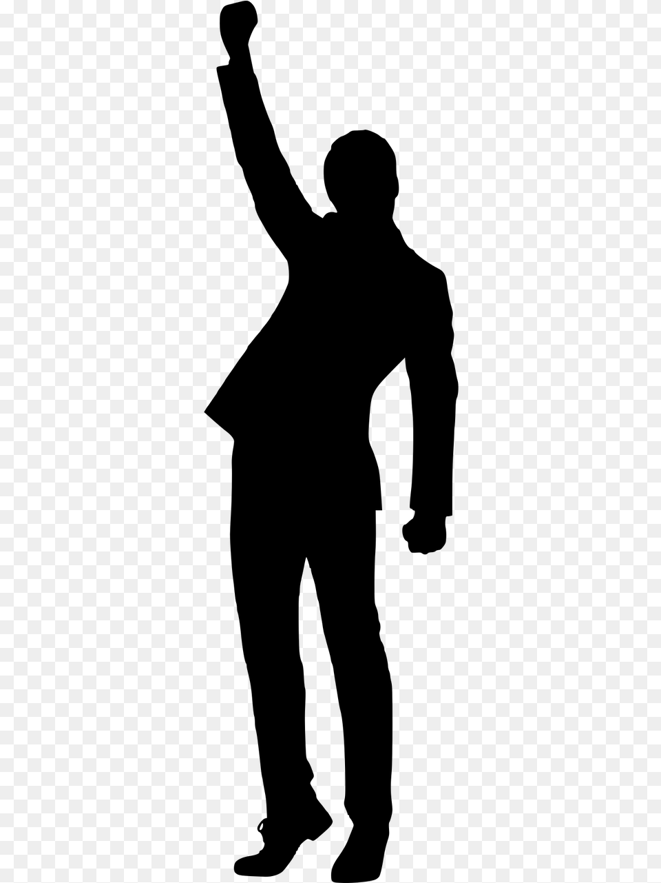 Silhouette Achieve Achievers Picture Man With Hand Up Silhouette, Gray Free Png Download