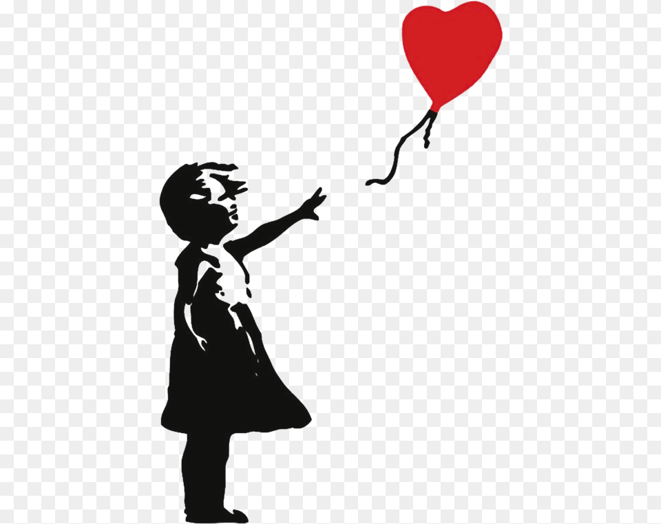 Silhouette At Getdrawings Banksy Menina Do Balao Banksy Balloon Girl, Child, Female, Person, Heart Free Transparent Png
