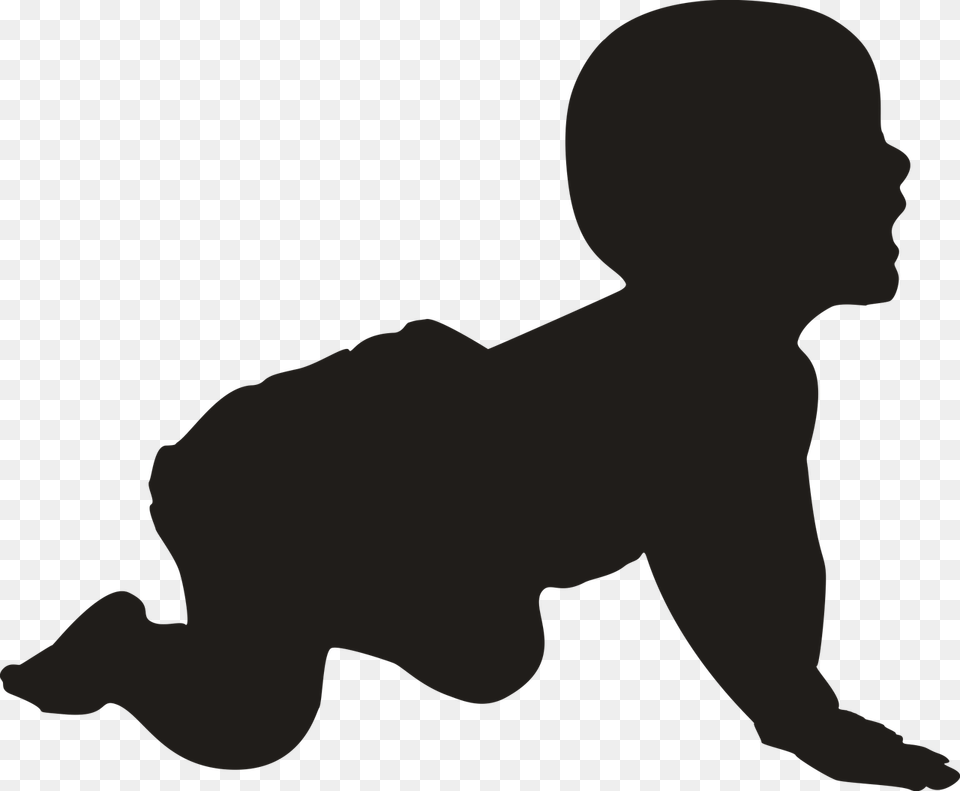 Silhouette Baby Crawling Young Laughing Cute Silhouette Baby Crawling Clipart, Person Free Transparent Png