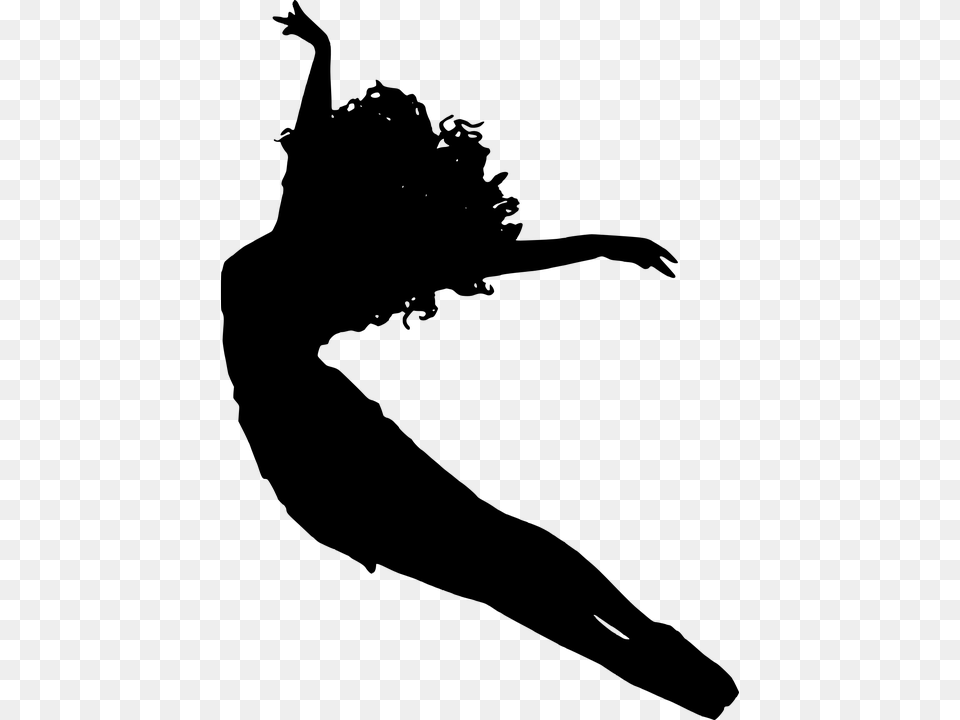 Silhouette Ballet Dancing Jumping Fitness Sports Ballet, Gray Png Image