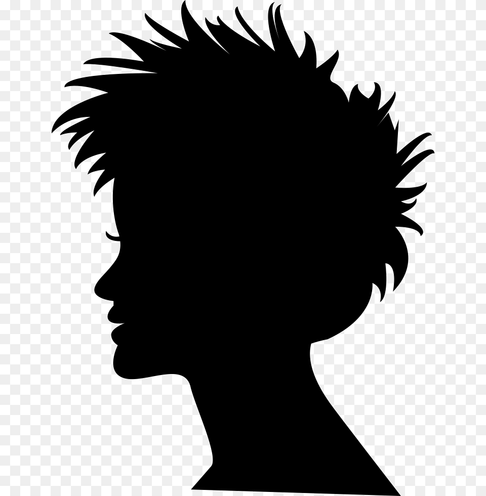 Silhouette Black And White Photography Woman Silhouette Of A Girl With Short Hair, Stencil, Adult, Female, Person Png Image