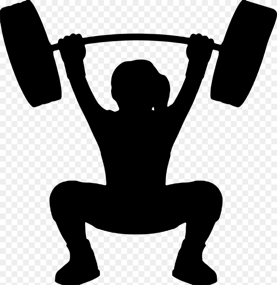 Silhouette Body Building Muscular Build Crouching Man Lifting Weights Emoji, Gray Png