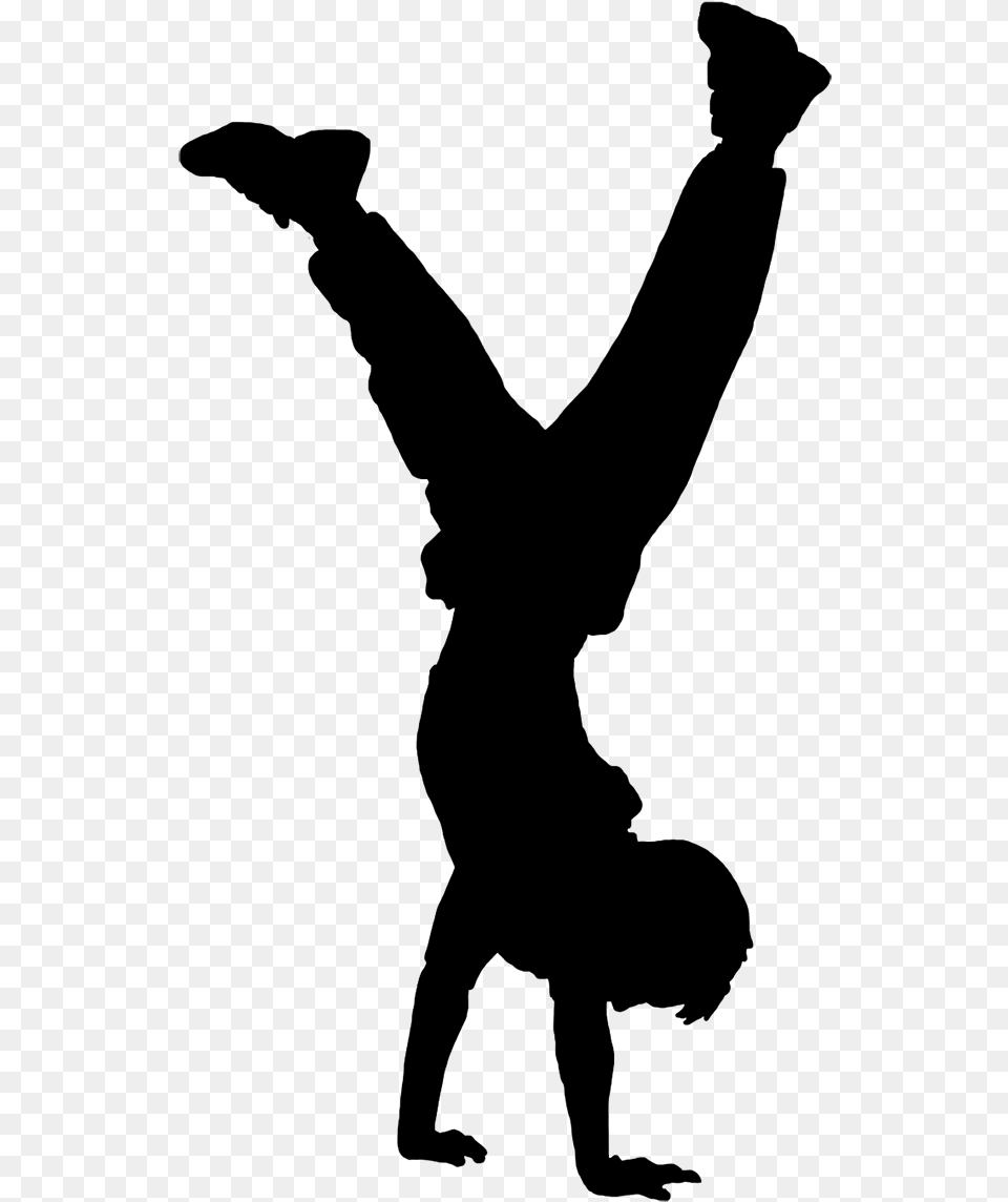 Silhouette Boy Dancer Clipart, Gray Png