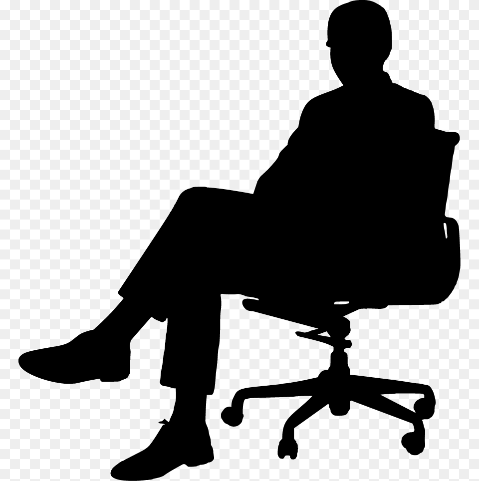 Silhouette Business Chair Man Alone Think People Man Sitting On Chair, Person, Male, Adult, Furniture Png
