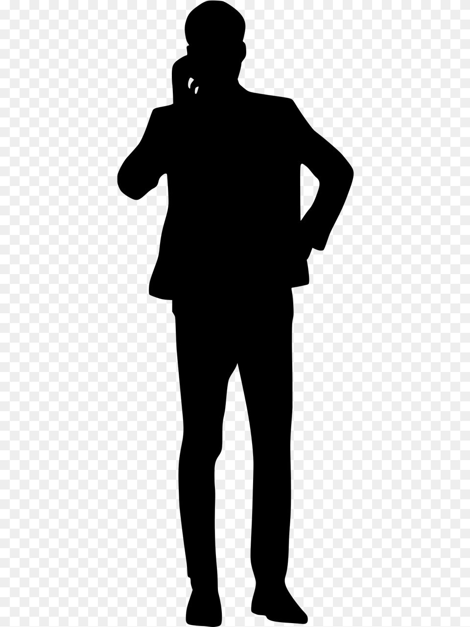 Silhouette Business Man Speaking Photo Man On Phone Silhouette, Gray Png Image