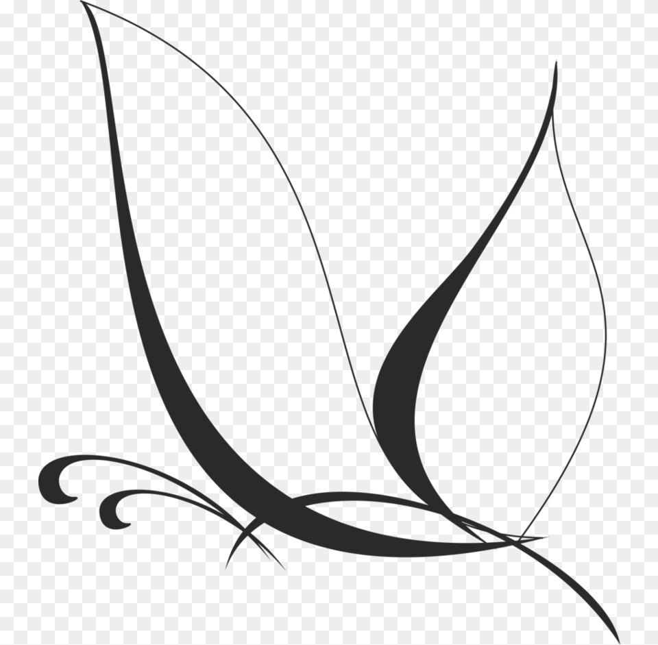 Silhouette Butterfly, Bow, Weapon, Leaf, Plant Free Png Download