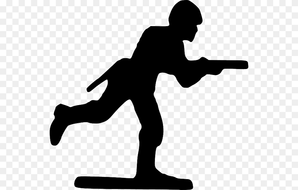 Silhouette Cartoon Toy Gun Running Run Soldier Clipart, Adult, Male, Man, Person Png Image