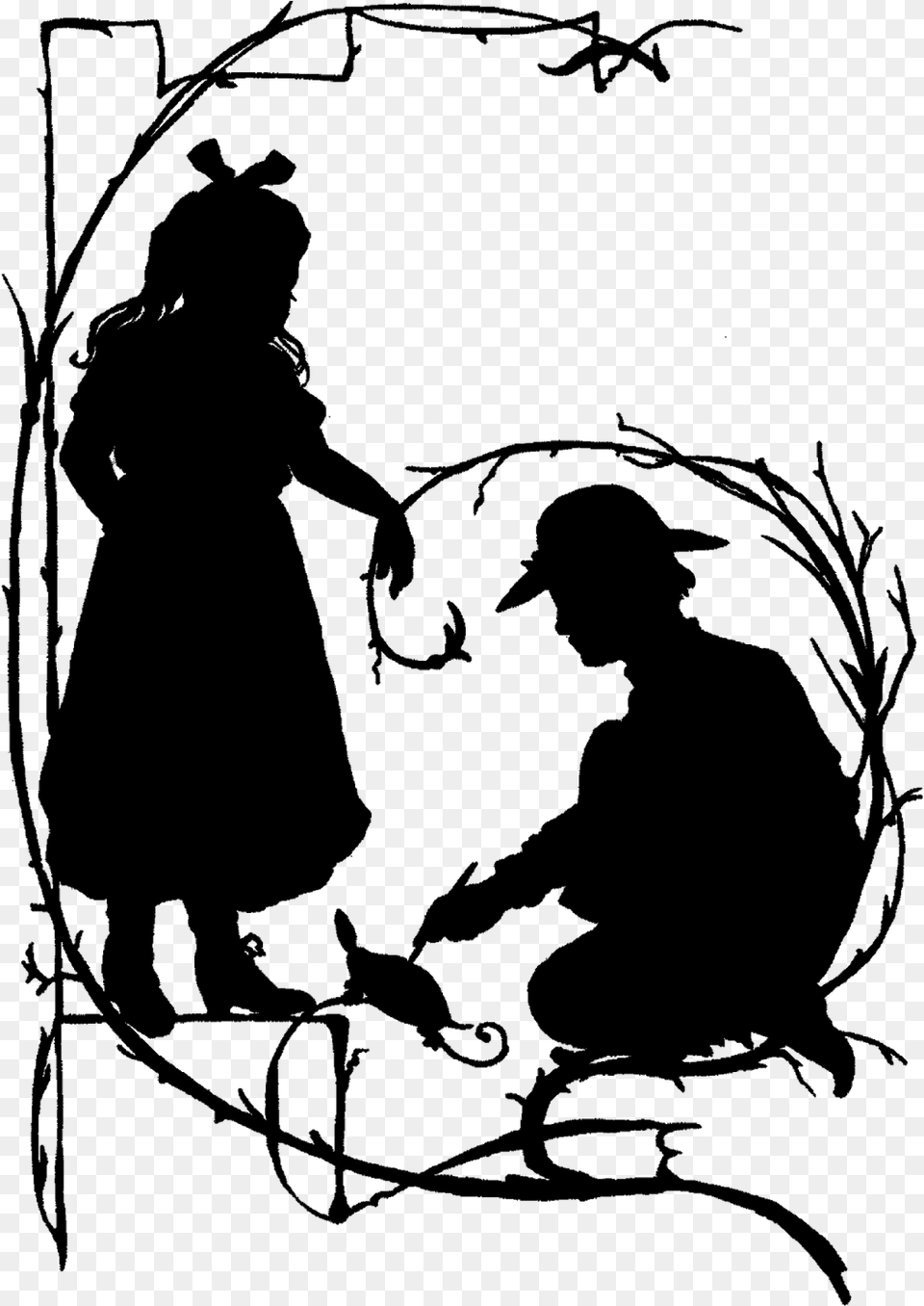 Silhouette Child Vintage, Person, Art Free Png Download
