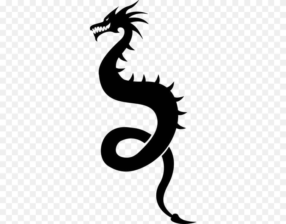 Silhouette Chinese Dragon Drawing Art, Gray Png Image
