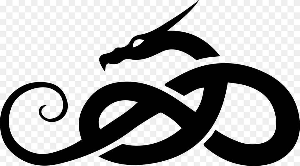 Silhouette Chinese Dragon Drawing Stencil, Gray Png