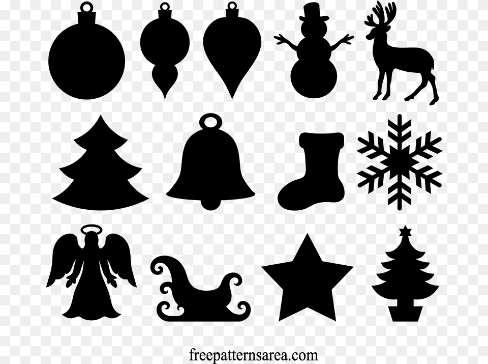 Silhouette Christmas Ornaments Vector, Gray Free Png Download