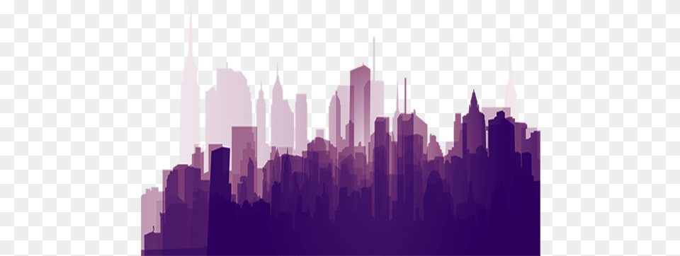 Silhouette City Skyline Wallpaper Building Silhouette, Art, Purple, Metropolis, Graphics Png