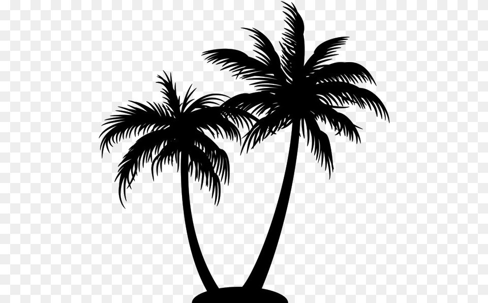 Silhouette Coconut Tree Black Coconut Tree, Palm Tree, Plant, Art, Drawing Png