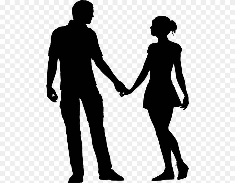 Silhouette Computer Icons Love Couple Holding Hands, Gray Free Png