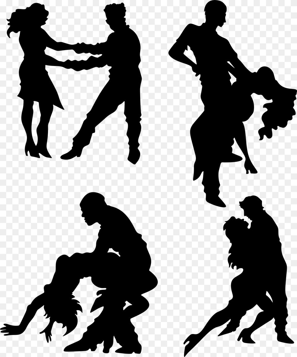 Silhouette Couples Dancing, Gray Free Png