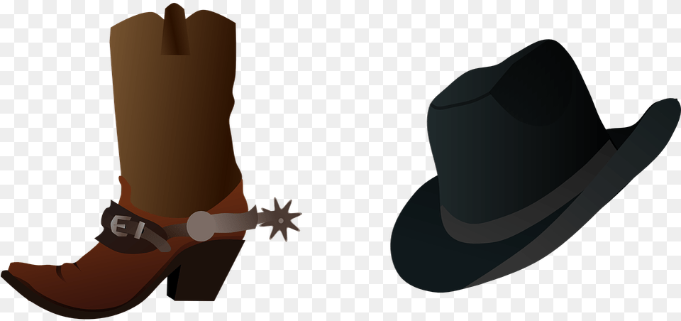 Silhouette Cowboy Boot Clipart, Clothing, Hat, Cowboy Hat, Person Png