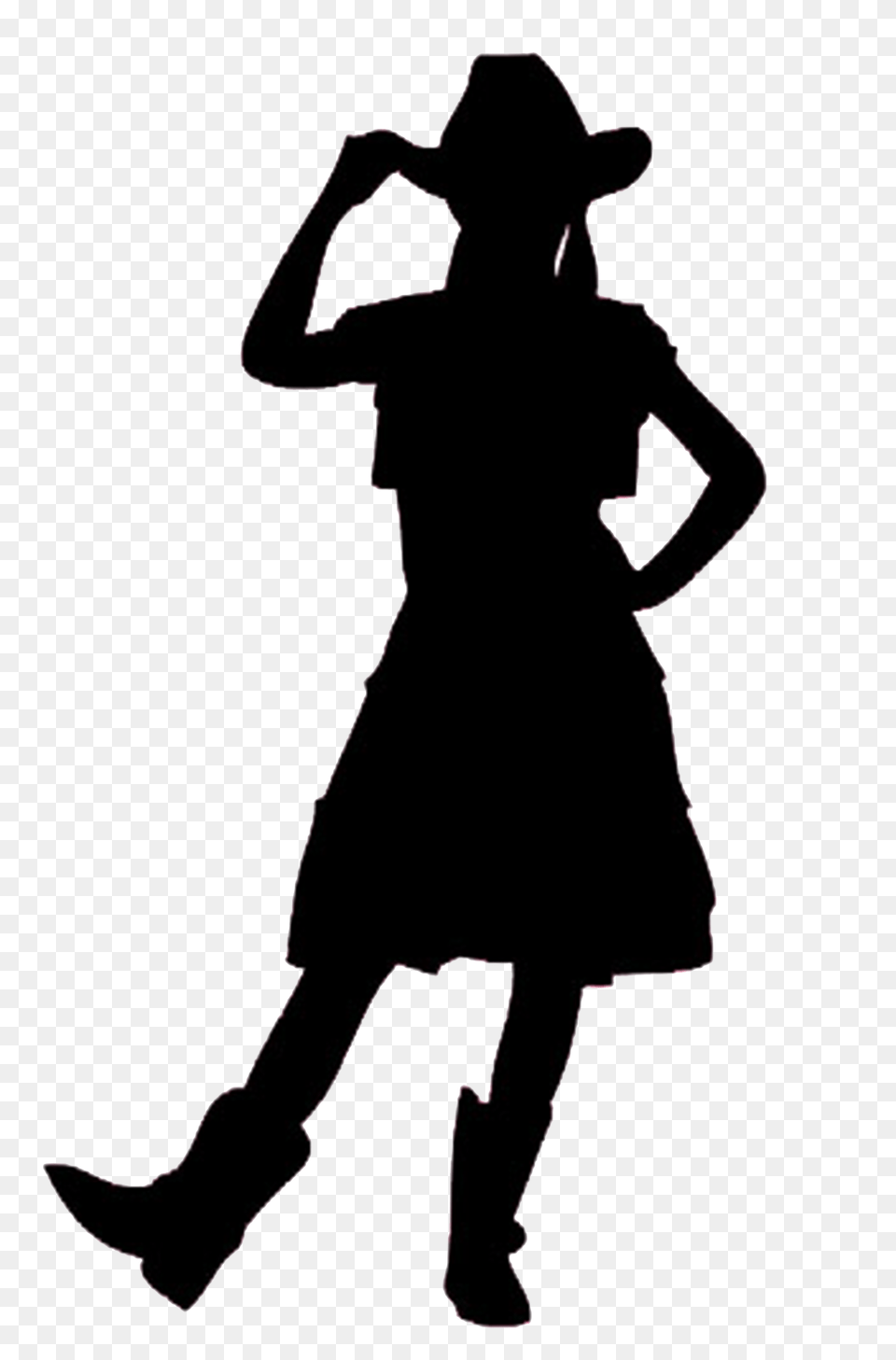 Silhouette Cowboy Woman On Top Clip Art, Clothing, Hat, Adult, Female Png Image