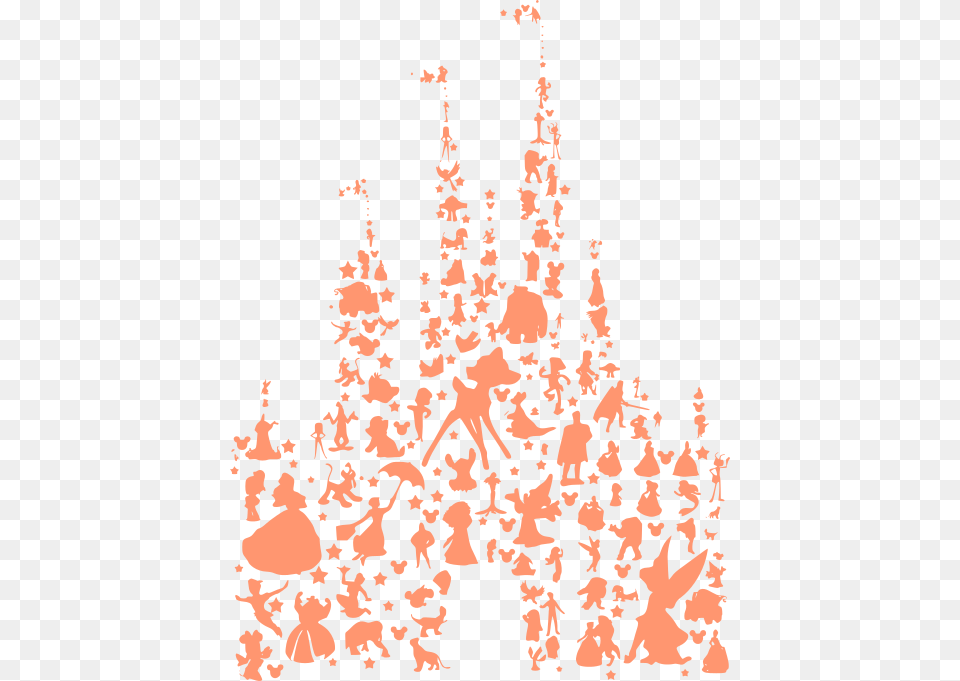 Silhouette Disney Castle With Characters, Chandelier, Lamp, Art, Festival Png Image