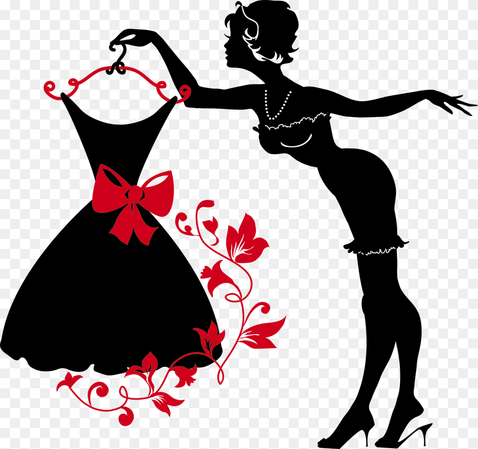 Silhouette Dress Woman Design For Shop Cloth, Art, Floral Design, Graphics, Pattern Free Png
