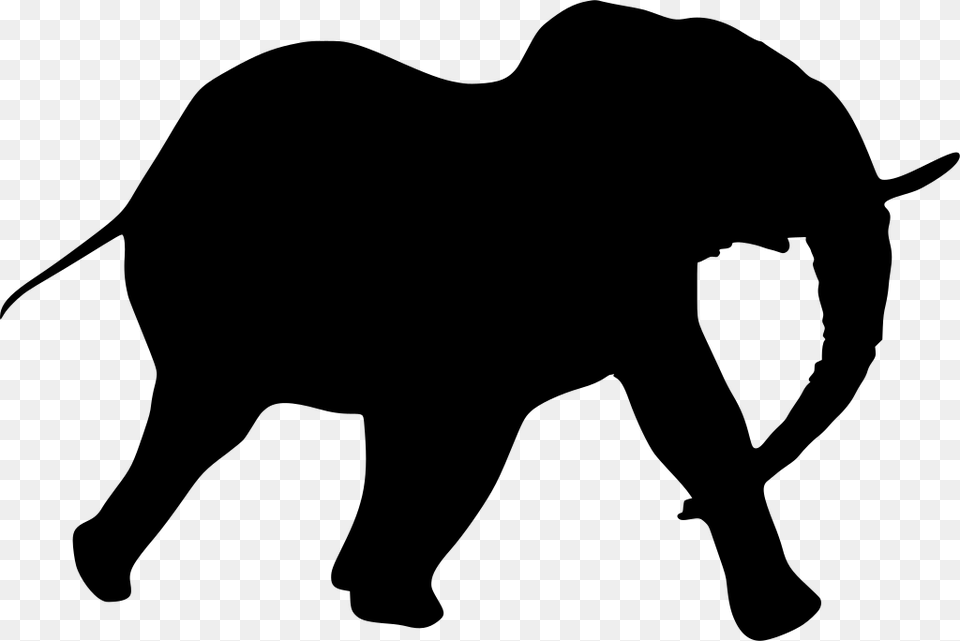 Silhouette Elephant Clipart, Gray Png