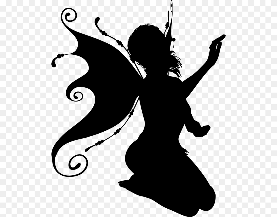Silhouette Fairy Drawing Elf, Gray Png