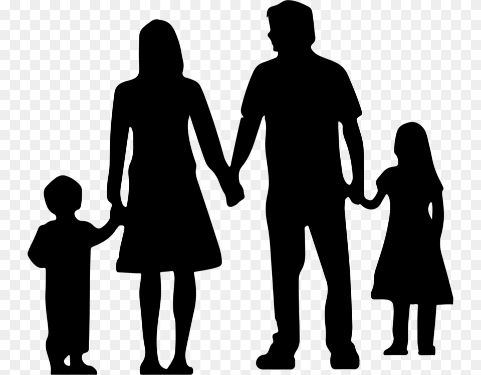 Silhouette Family Child Autocad Dxf Father, Gray Free Png Download