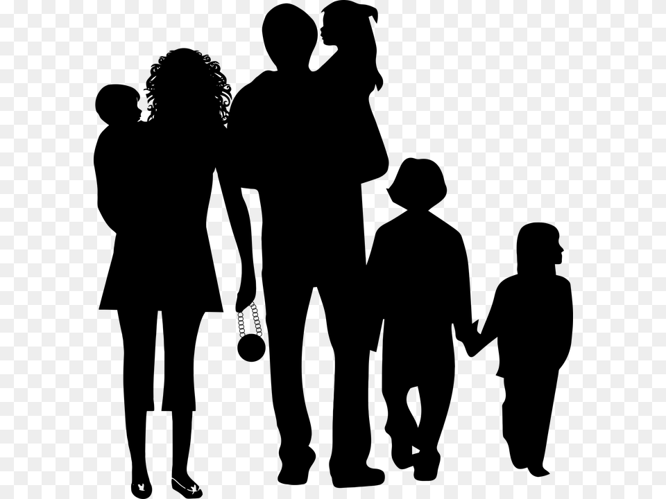 Silhouette Father Family Clip Art, Gray Free Png Download