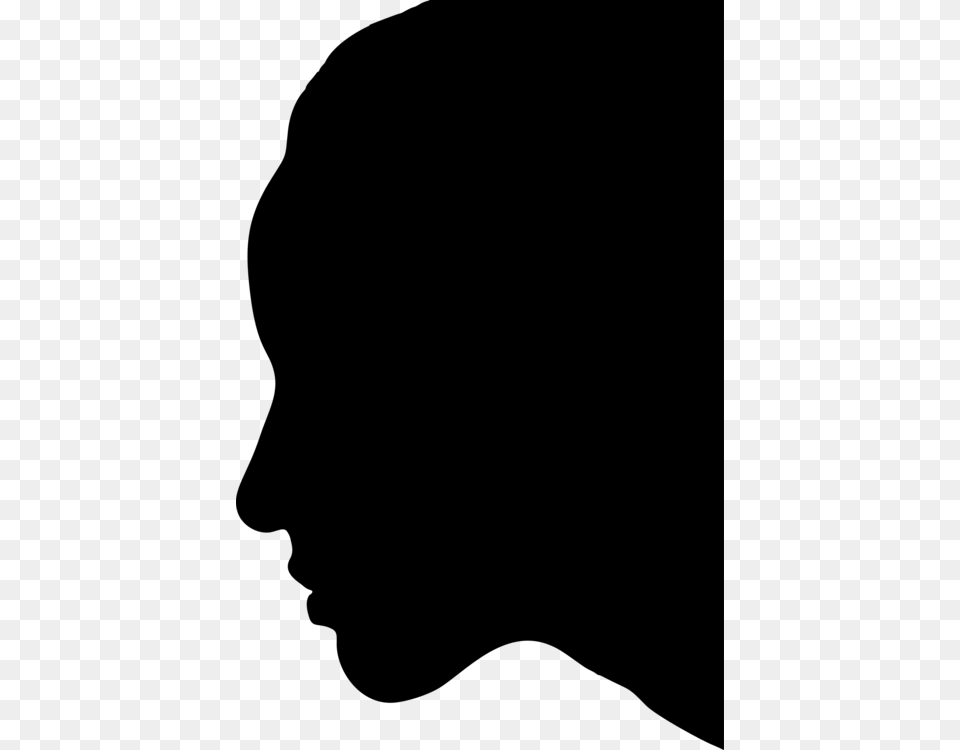 Silhouette Female Head Drawing, Gray Png