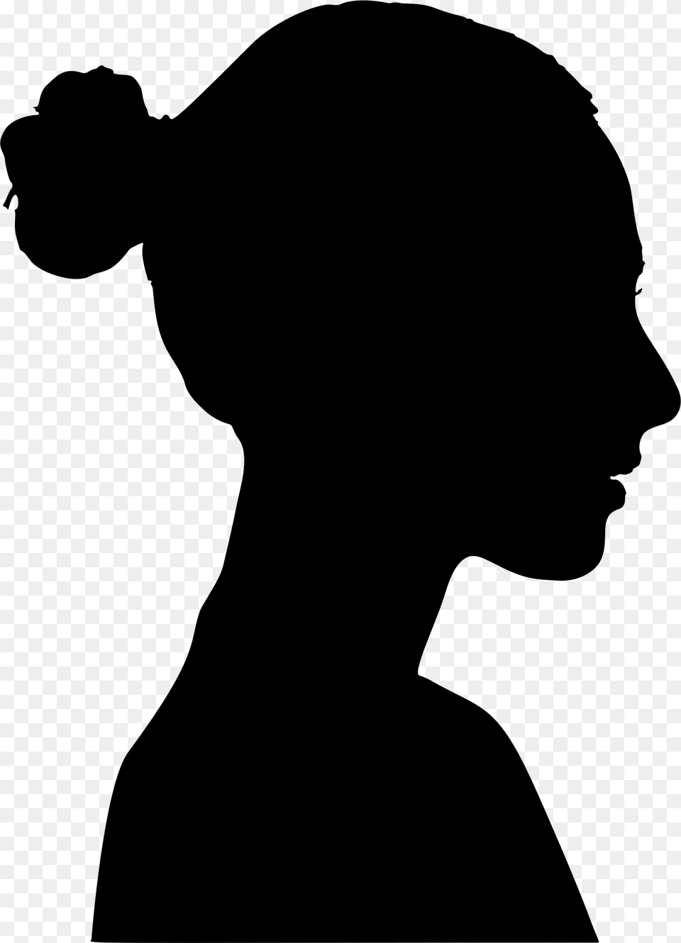 Silhouette Female Woman Female Profile Silhouette, Gray Free Transparent Png