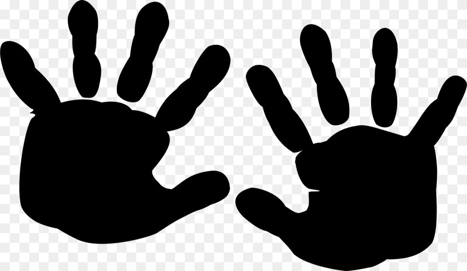 Silhouette Finger Printing Hand Black, Gray Free Png Download