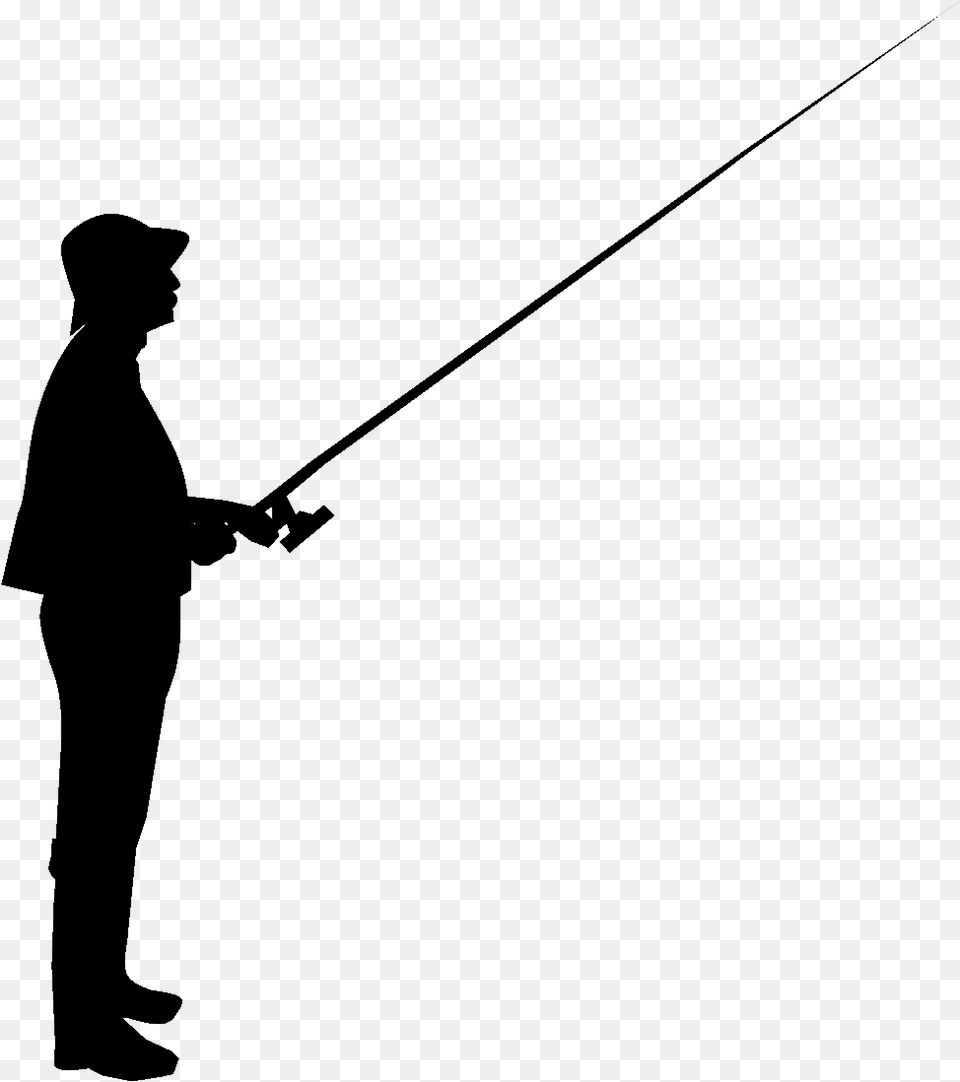 Silhouette Fishing Rods Clip Art Silhouette Of Man Fishing, Gray Png