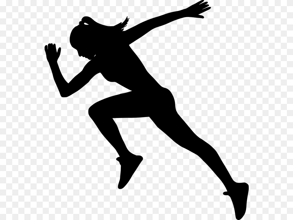 Silhouette Fit Run Gym Runner Workout Woman Woman Running Silhouette, Gray Png Image