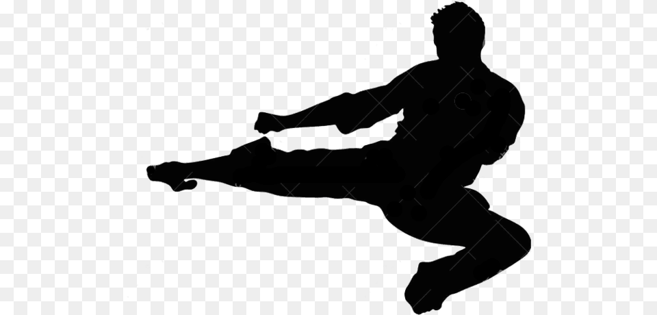 Silhouette Flying Kick Taekwondo Martial Arts Flying Side Kick Silhouette, Person, Head, Martial Arts, Sport Free Png