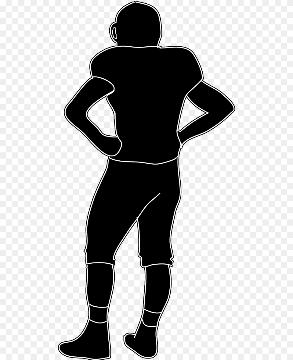 Silhouette Football Player Back Of Football Players, Person, People, Stencil Free Png Download