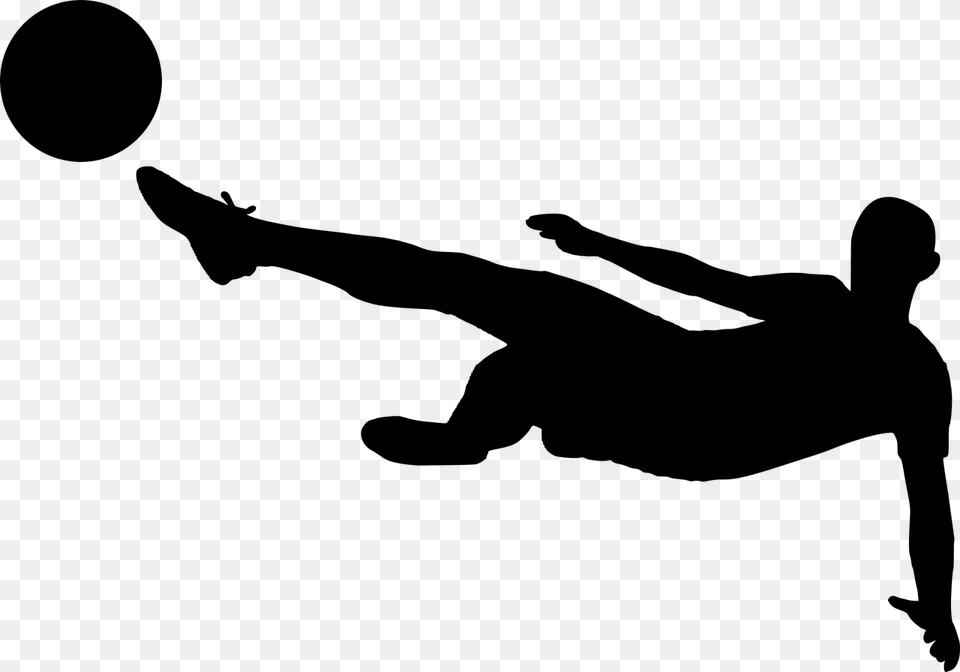 Silhouette Football Soccer Ball Boy Competition Background Sepak Bola Hitam Putih, Gray Free Png
