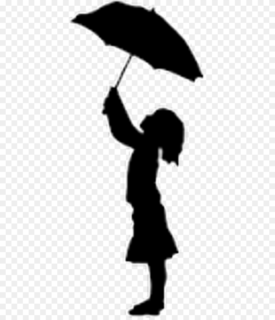 Silhouette Girl Holding Umbrella Clipart Silhouette Boy With Umbrella, Canopy, Baby, Person Free Png