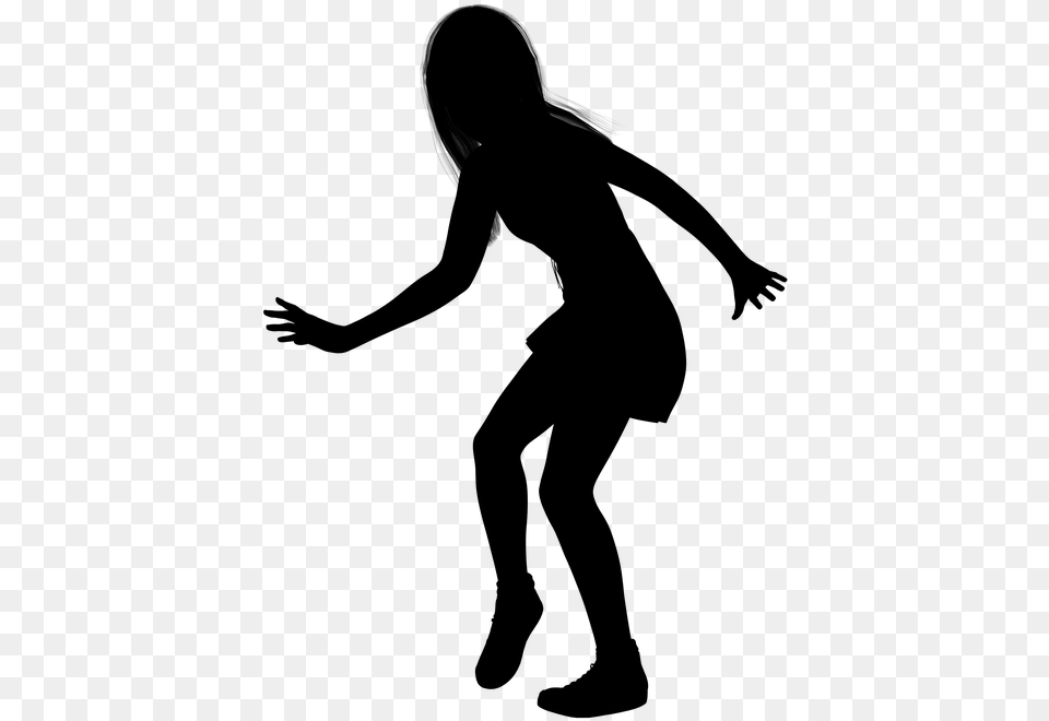 Silhouette Girl Woman Young Teenager Dance Silhouette Of Girl, Gray Free Transparent Png