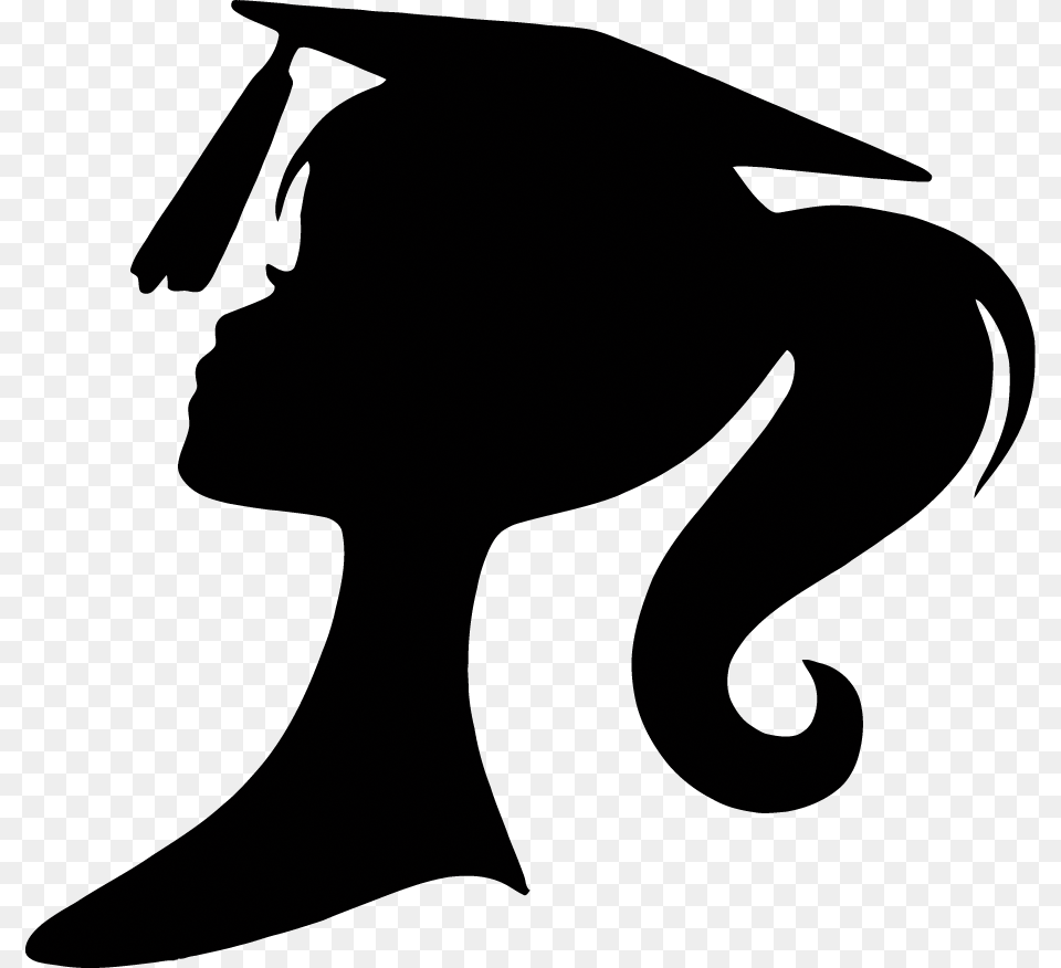 Silhouette Graduation Ceremony Square Academic Cap Silhouette Girl With Graduation Cap, People, Person, Stencil, Animal Free Png Download