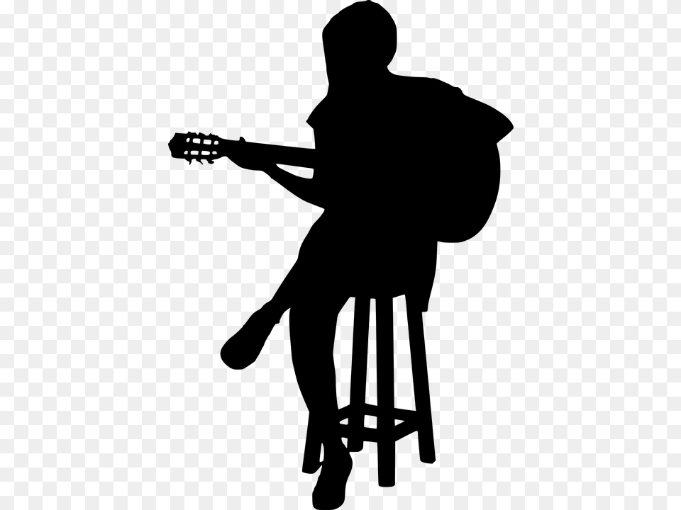 Silhouette Guitar Guitarist Entertainment Silhouette Playing Guitar, Gray Free Png Download