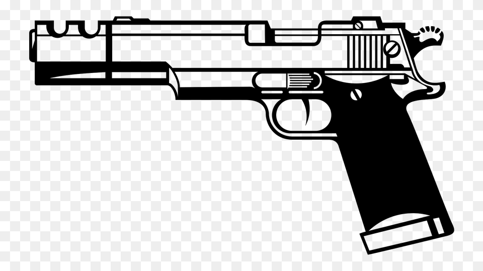 Silhouette Gun Clipart, Firearm, Handgun, Weapon Png Image