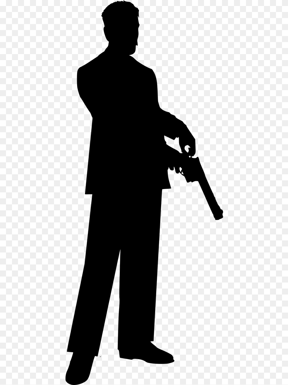 Silhouette Gun Weapon Man With Gun Silhouette, Gray Png