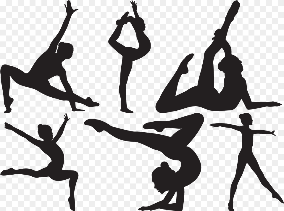 Silhouette Gymnast Girl Fitness Vector, Dancing, Leisure Activities, Person, Head Png
