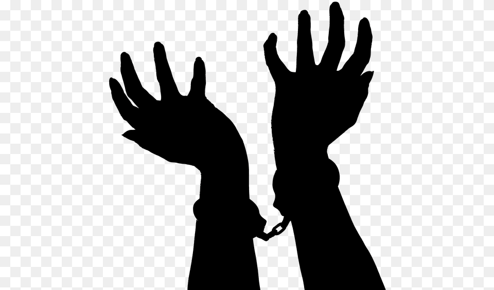 Silhouette Hands Handcuffs Black Human Shadow Sombra De Manos, Clothing, Glove, Body Part, Hand Free Transparent Png